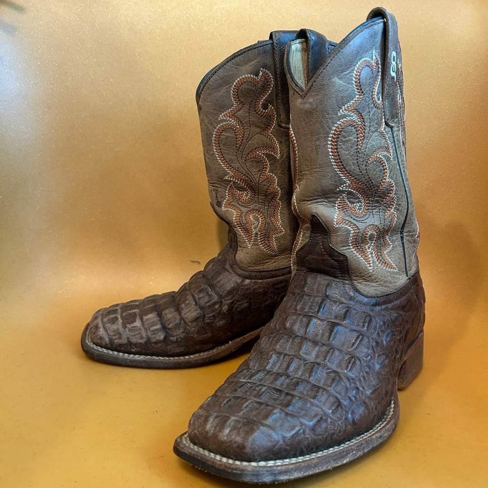 HORSE POWER' ANDERSON CROCODILE PRINT WESTERN BOOTS - SQUARE TOE